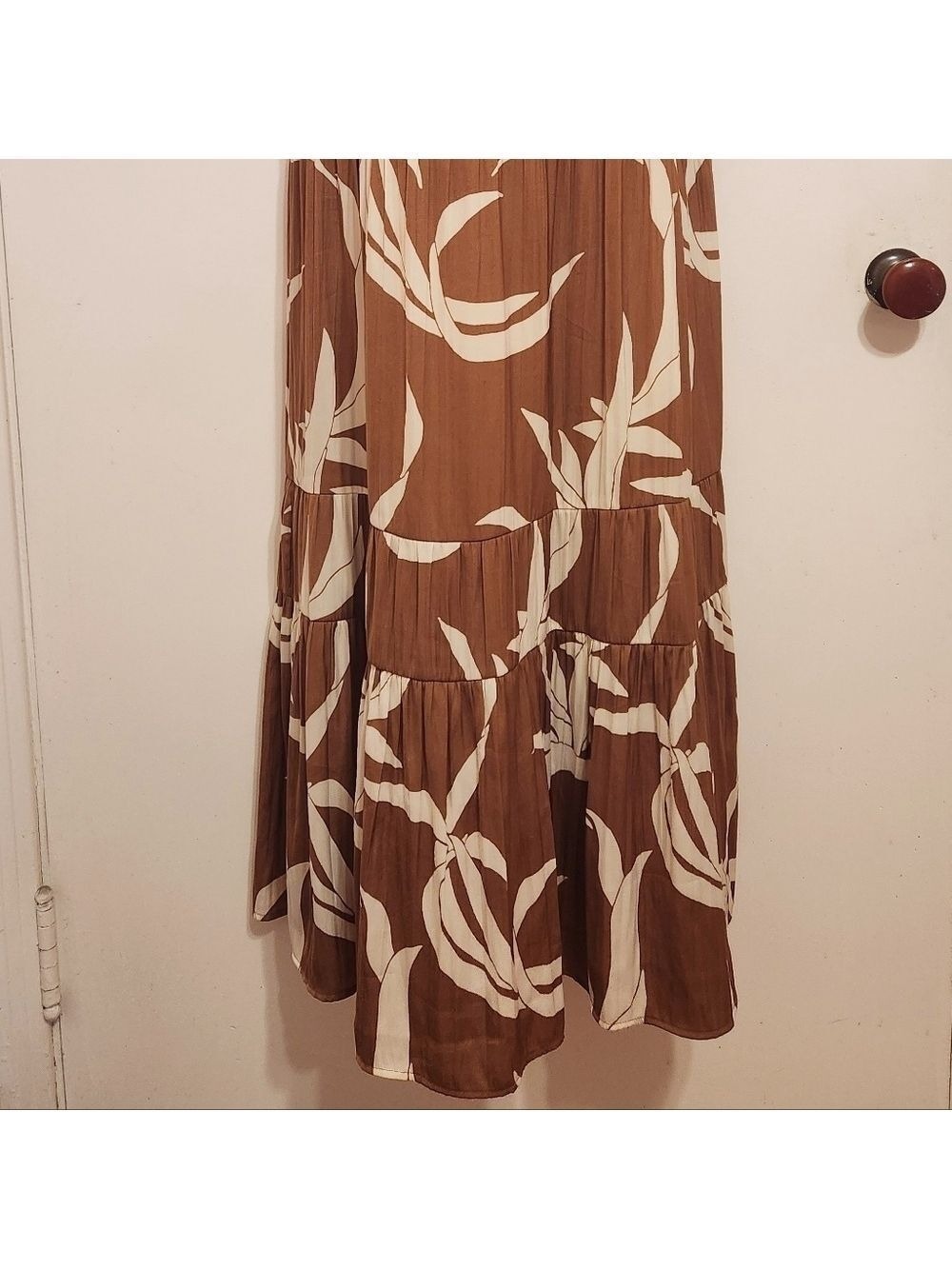 Sanctuary Brown Beige Floral Maxi Strappy Summer Dress Size 12 - Picture 5 of 12